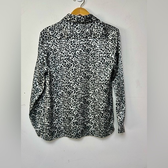 VTG Y2K KATHIE LEE 12 COLLECTION ANIMAL PRINT BUTTON DOWN SATIN BLOUSE TOP Luxe - Picture 2 of 7